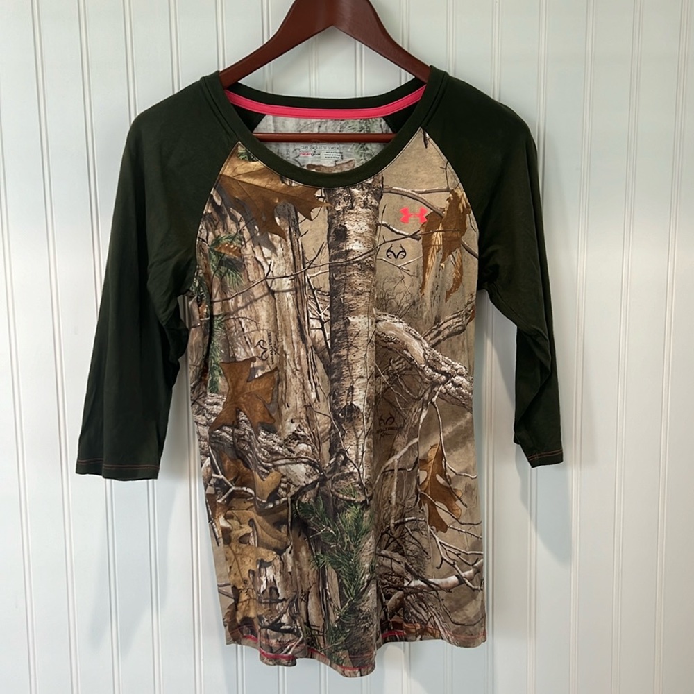 Under Armour Women's Olive Green Camo Raglan Tee